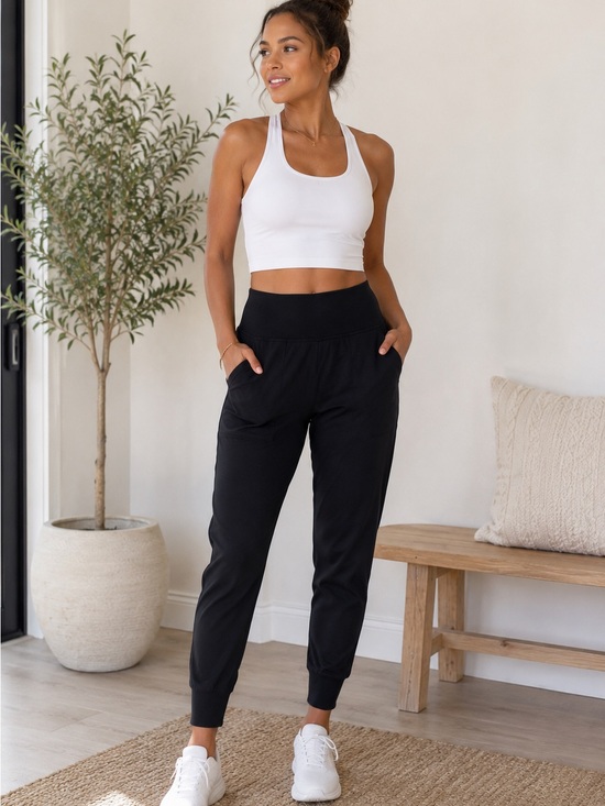 lululemon athletica Pants - Lululemon Black High Rise Joggers Size 6 Pockets Athletic Athleisure